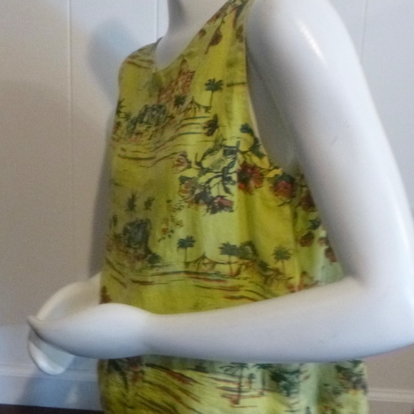 CUT*LOOSE LINEN SLEEVELESS SHELL TOP sz-L TROPICAL COLOR - Picture 9 of 12